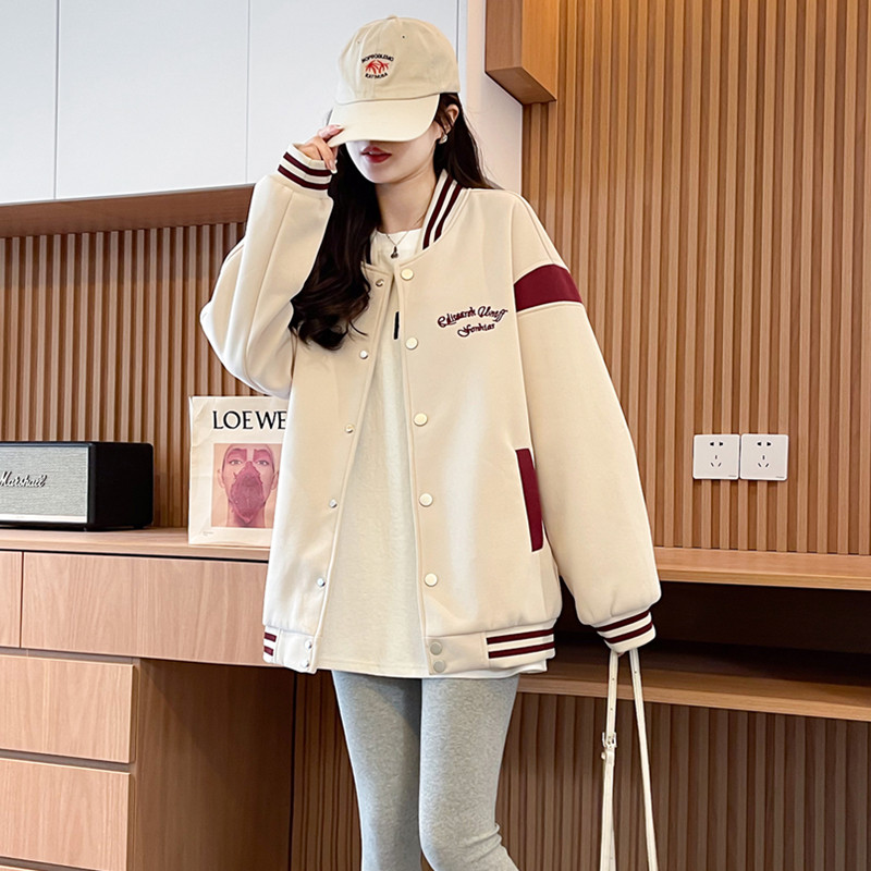 美式棒球服女春秋休闲百搭飞行夹克上衣2025新款初中学生情侣外套