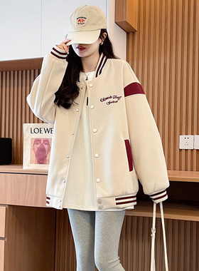美式棒球服女春秋休闲百搭飞行夹克上衣2026新款初中学生情侣外套