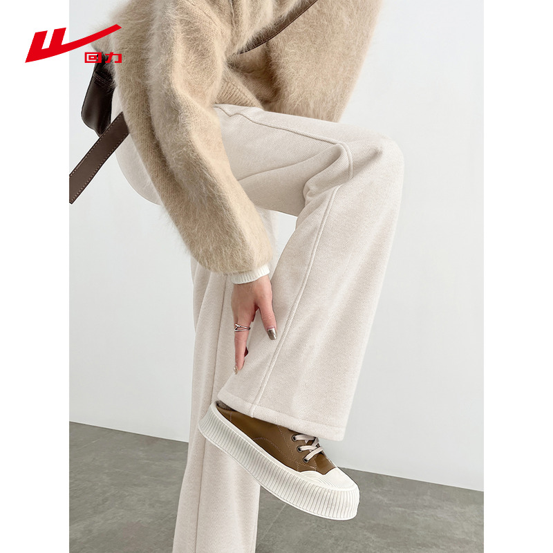 回力加绒直筒裤女2025新款