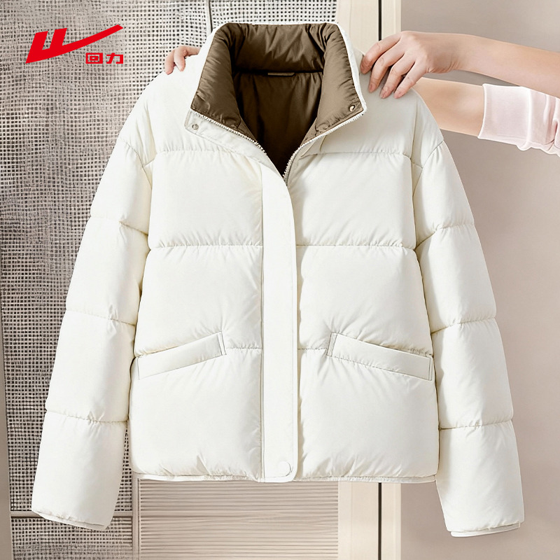 回力女短款立领面包服2025新款