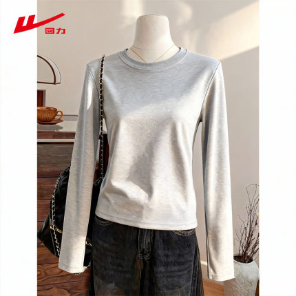ZH回力女士纯棉长袖T恤2026年春秋季新款时尚宽松打底衫上衣服