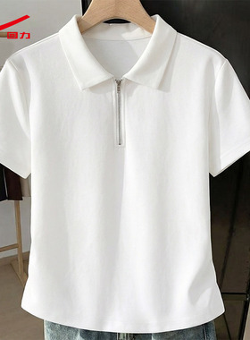ZH回力白色POLO领短袖t恤女2026新款夏季收褶显瘦休闲短款上衣