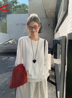 ZH回力女圆筒长袖t恤2026新款修身显瘦百搭通勤内搭上衣服女装