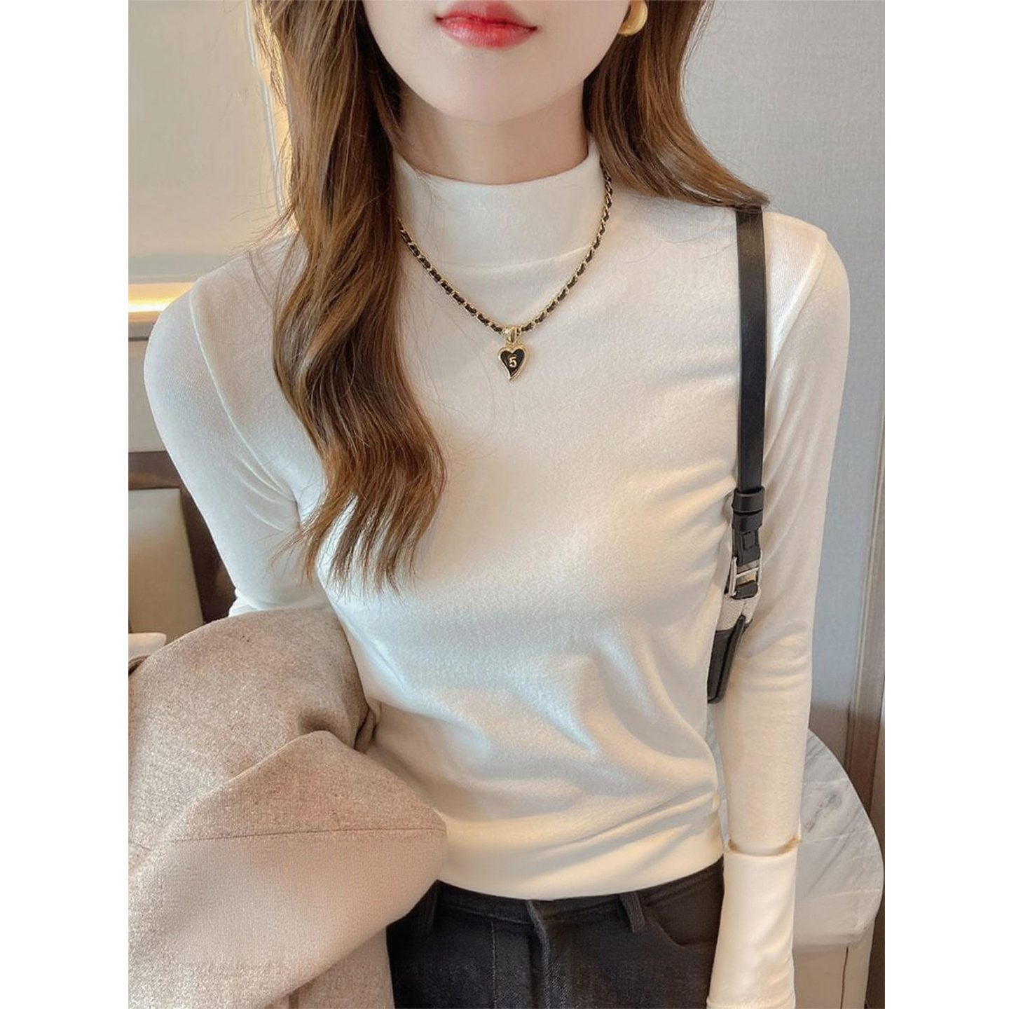 回力半高领德绒打底衫2025新款