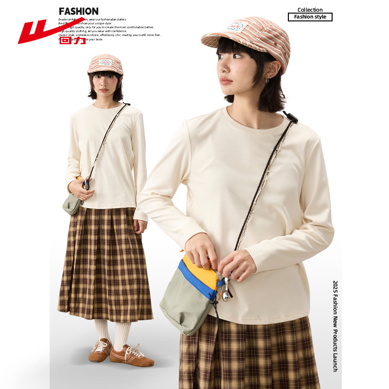 回力薄绒打底T恤女2025新款