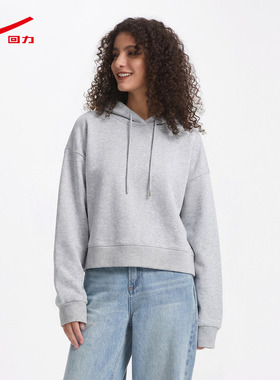 ZH回力白色短款卫衣女2026新款韩系慵懒风宽松休闲连帽上衣外套