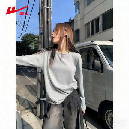 ZH回力宽松长袖T恤女春秋2026新款百搭外套内搭学生休闲打底衫