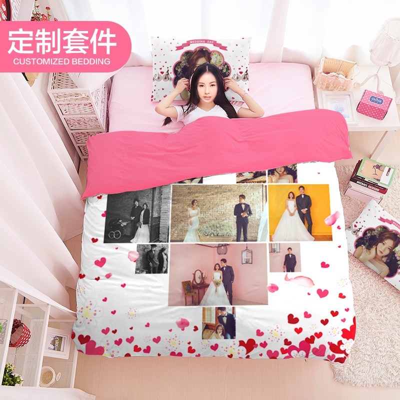 图片定制动漫被套美女全棉四件套二次元卡通床单DIY明星三件套