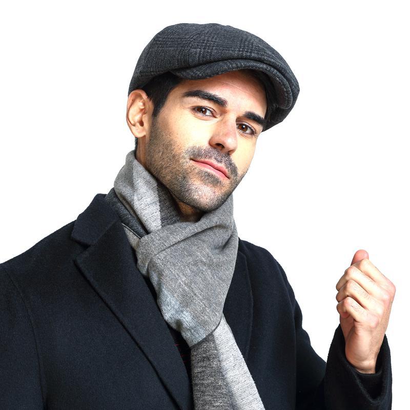 Male Plus Size Ivy Hat Big Head Man Felt Newsboy Cap Dad Lei