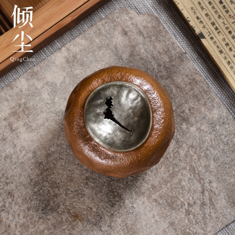 极速石榴形紫铜水盂 设计师款纯手工纯铜建水 茶渣缸茶盂带盖茶水