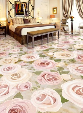 European Style Jade Reliefs Plants Flowers 3D Floor Tiles W