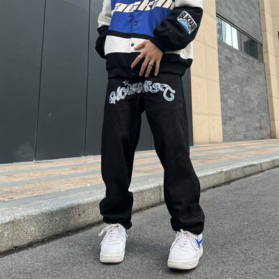 极速Y2K retro street print alphabet star jeans men and women