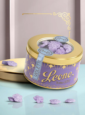 Leone蕾欧娜意大利紫罗兰形/玫瑰形/树莓形糖果 复古罐装礼盒150g