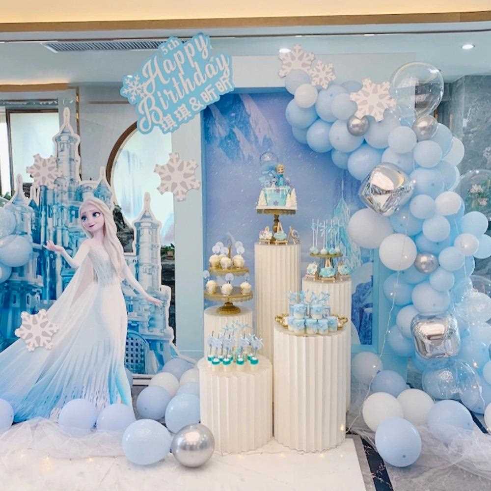 新款直销冰雪奇缘主题生日布置儿童周岁气球派对KT板背景装饰爱莎