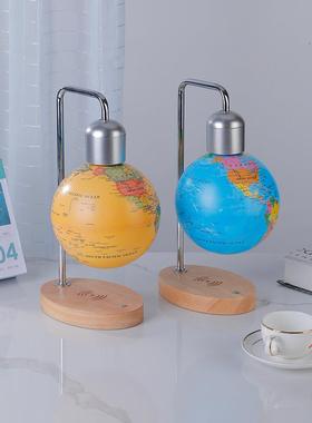 新款直销L型6寸磁悬浮地球仪摆件球体发光生日礼物球体手机无线充