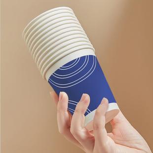 直销蔚蓝商务一次性杯子纸杯加厚耐用家用商用办公杯咖啡杯 新款