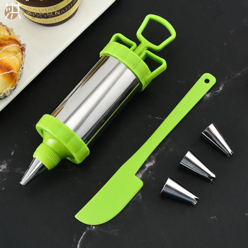 新款直销不锈钢蛋糕裱花枪带刮刀套装 奶油曲奇裱花嘴烘焙工具 挤