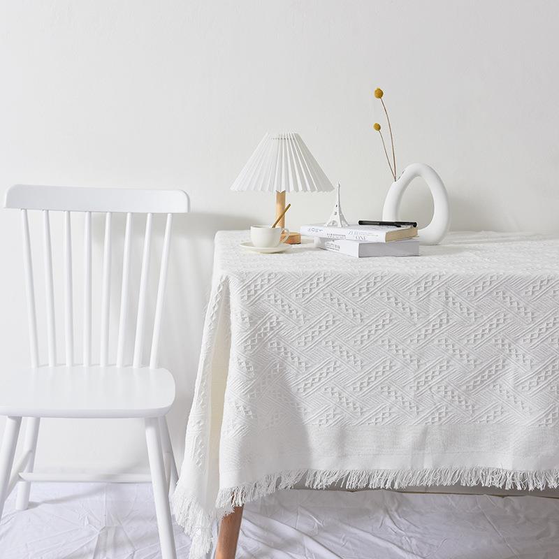 新款直销拍照道具背景布ins法式纯白立体流苏桌布美食婴儿饰品摄