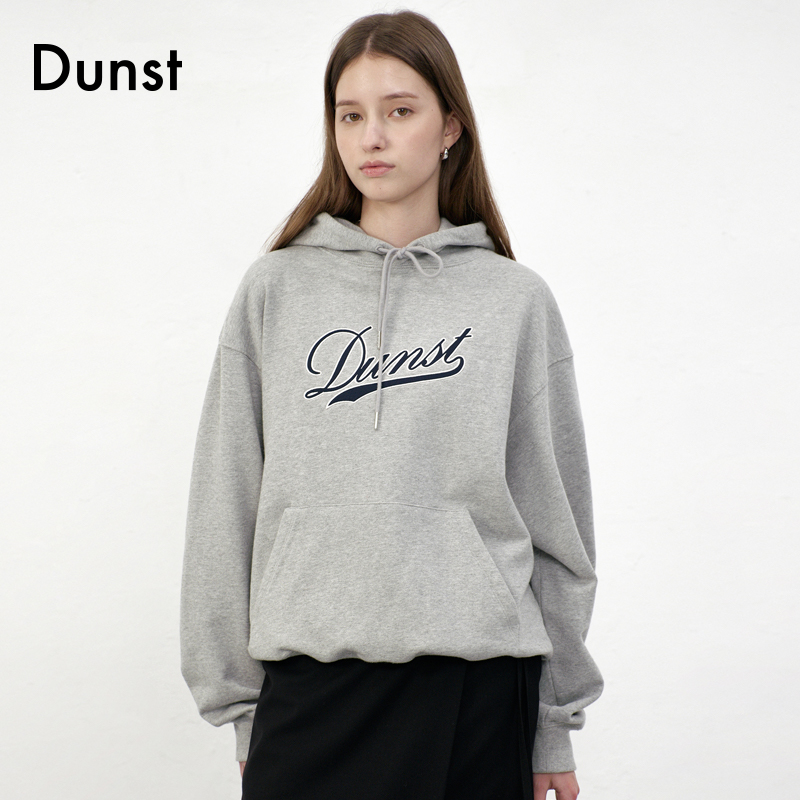 Dunst2025新品中性简约复古字母刺绣贴布连帽卫衣UDTS5C118
