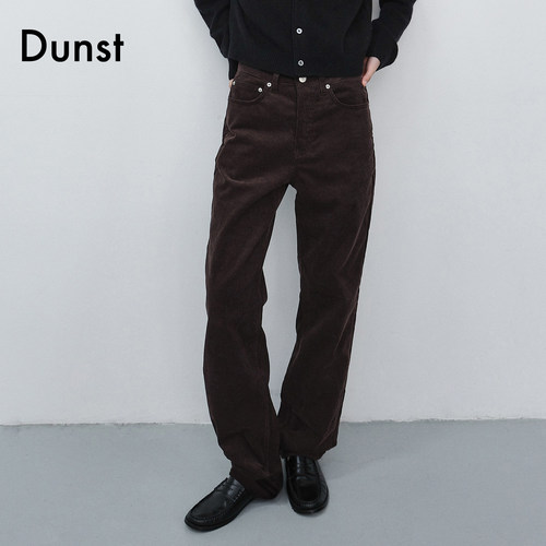 Dunst2026秋季新品女士基础款细腻灯芯绒高腰直筒长裤UDPA6C211