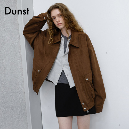 Dunst2026秋季新品中性风仿麂皮翻领拉链飞行夹克外套UDJU6C105