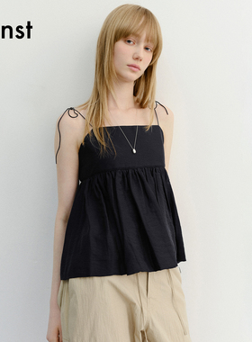 Dunst2026夏季新品女士细腻褶裥装饰A字版型吊带上衣UDBL6B230