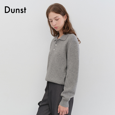 Dunst【肉团夫斯基同款】中性简约山羊绒翻领针织衫上衣UDSW5C106