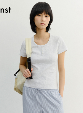 Dunst2026夏季新品女士经典圆领修身显瘦短袖T恤上衣UDTS6B222