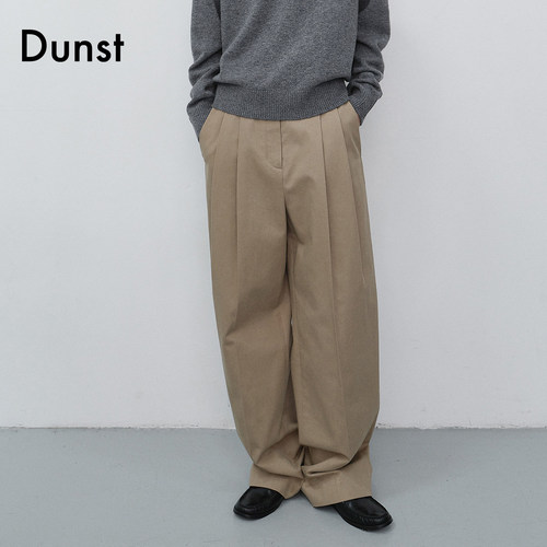 Dunst2026秋季新品女士休闲裤双褶装饰宽松阔腿西装裤UDPA6C203