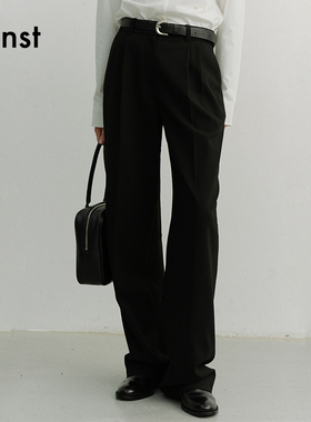 Dunst2026春季新品西裤双褶涧装饰高腰显腿长工装休闲裤UDPA6A204