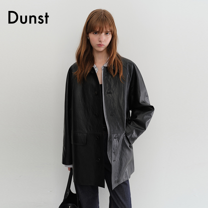Dunst2025秋季新品宽松简约中性风仿皮中长款夹克外套UDJA5C102