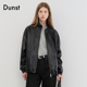 Dunst男女同款 时尚 机能风黑色仿皮立领宽松夹克外套UDJU5C105