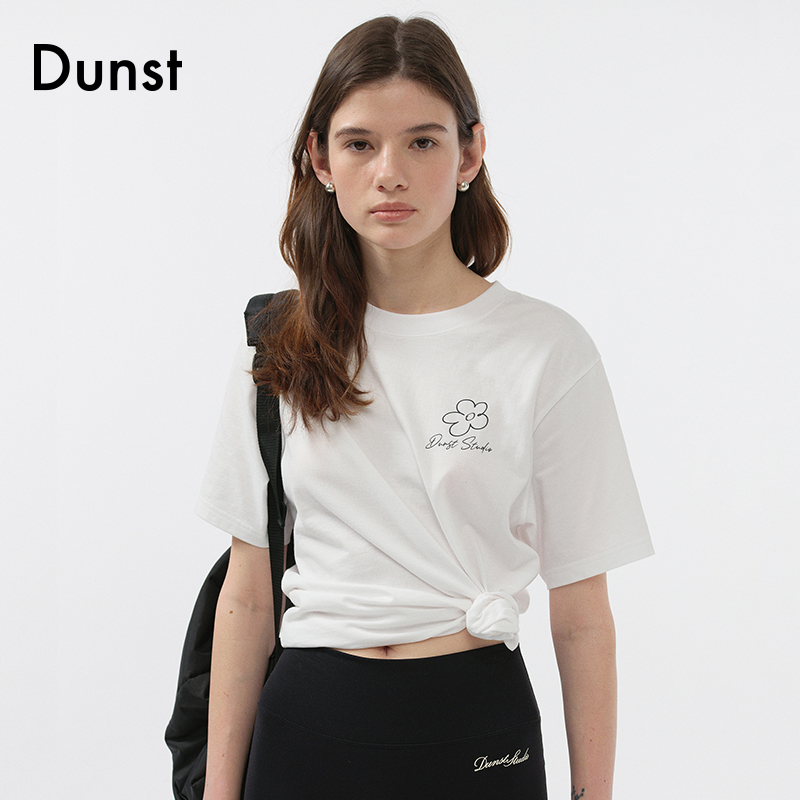 Dunst【周雨彤同款】2025夏季新品中性花朵装饰短袖T恤UDTS5B130