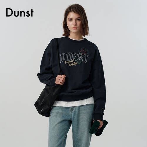 Dunst2025新品中性复古刺绣logo涂鸦装饰圆领卫衣UDTS5A116