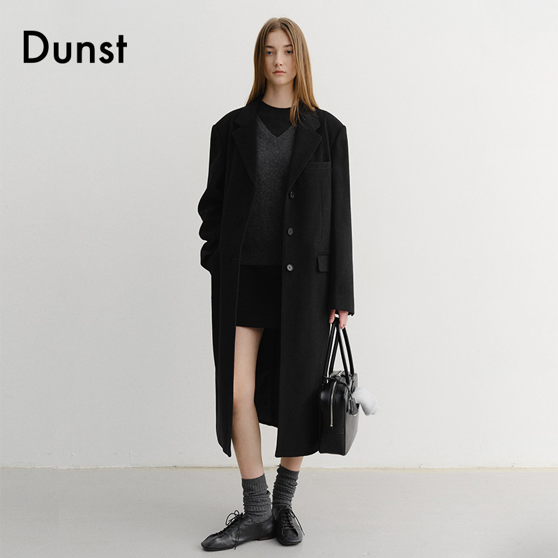 Dunst2025冬季新品女士基本款开司米单排扣大衣外套UDCO5D222