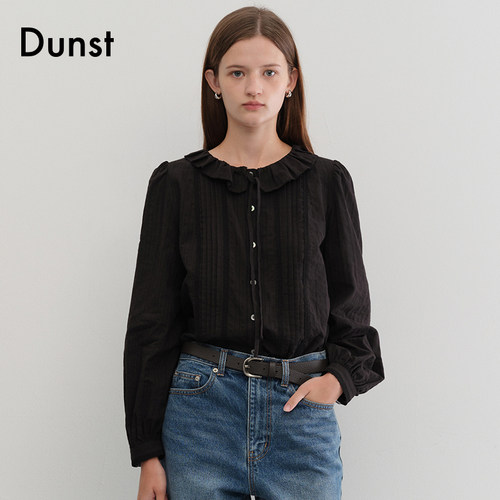 Dunst【肉团夫斯基同款】女士上衣优雅荷叶边领口衬衫UDBL5C201