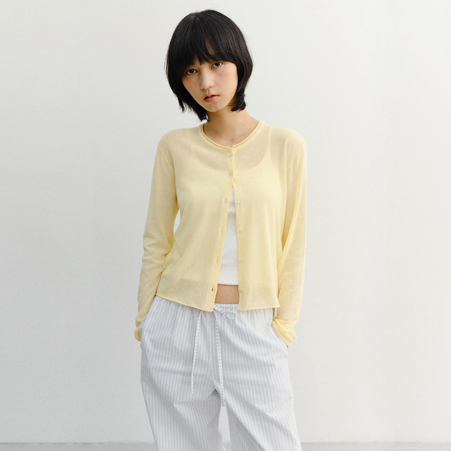 Dunst2026夏季新品女士基本款轻盈百搭时髦圆领开衫上衣UDSW6B222