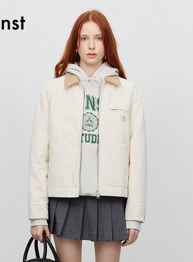 Dunst2025新品中性复古翻领灯芯绒拼接帆布工装夹克外套UDJU5A110