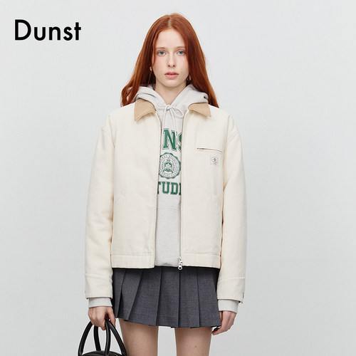 Dunst2025新品中性复古翻领灯芯绒拼接帆布工装夹克外套UDJU5A110