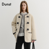 Dunst 无领仿羊羔毛外套UDJU5D223 女中长款 白逸帆同款 25冬新品