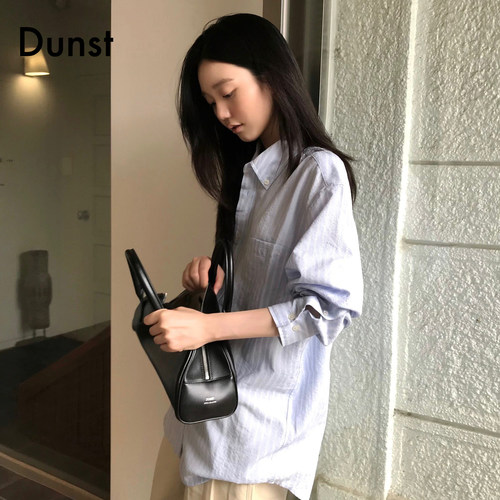 Dunst【智柚zeee.u同款】26夏简约经典刺绣设计条纹衬衫UDSH6B125