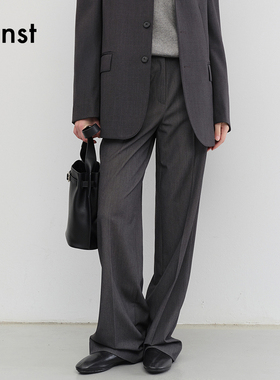 Dunst【24H同款】女士休闲裤通勤百搭微宽松西装长裤UDPA5C202