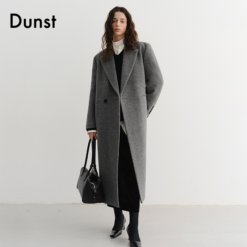 Dunst2025冬新品中性宽松经典双排扣羊毛大衣外套UDCO5D127