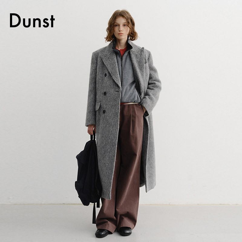 Dunst2025冬季新品时尚中性精裁双排扣羊驼毛大衣外套UDCO5D135