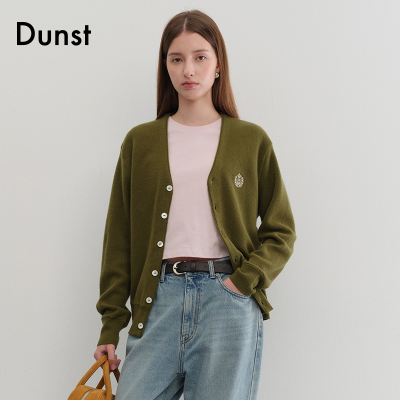 Dunst2025秋季新品中性风V领上衣基本款LOGO针织开衫UDSW5C102