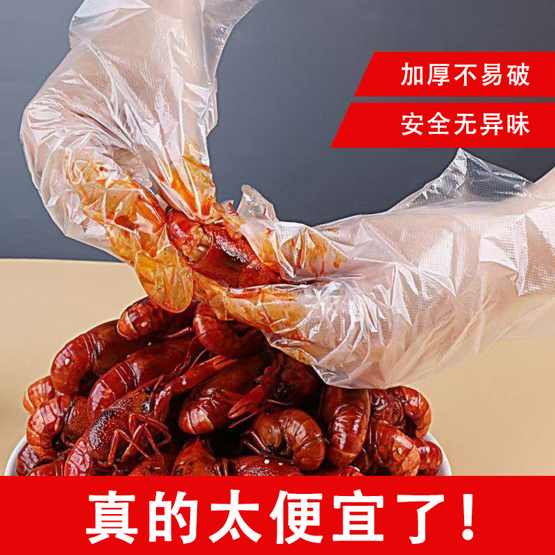 一次性手套加厚PE款透明薄膜手套食品级烘焙餐饮外卖家务手膜批发