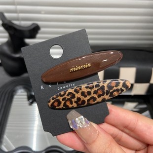 气质发夹豹纹侧边碎发夹2025新款 复古港风鸭嘴夹简约发卡头饰