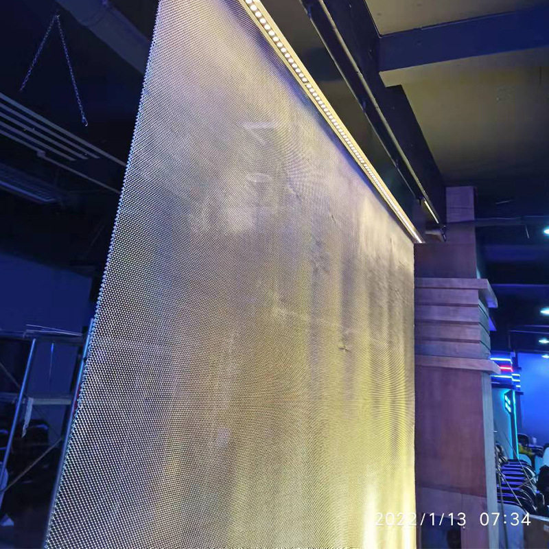 金属网水幕帘瀑布流水屏风庭院钢网水帘灯光水幕大型室内隔断墙