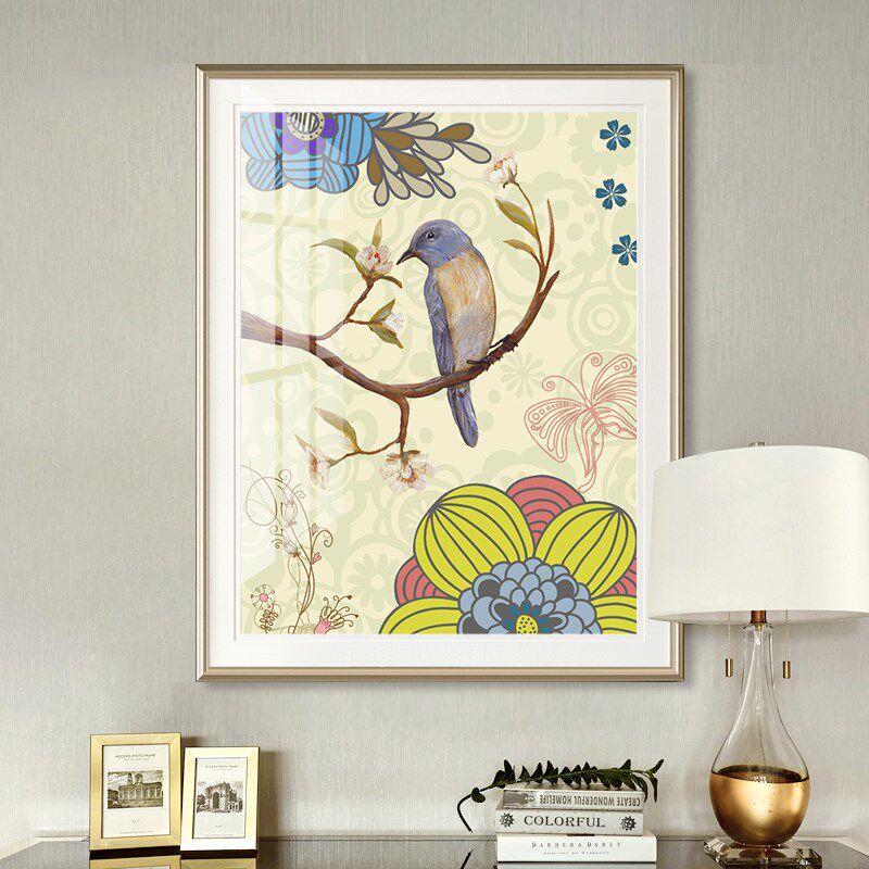 新中式装饰画 古典挂画 客厅有框画 卧室床头壁画 动物花鸟 喜鹊