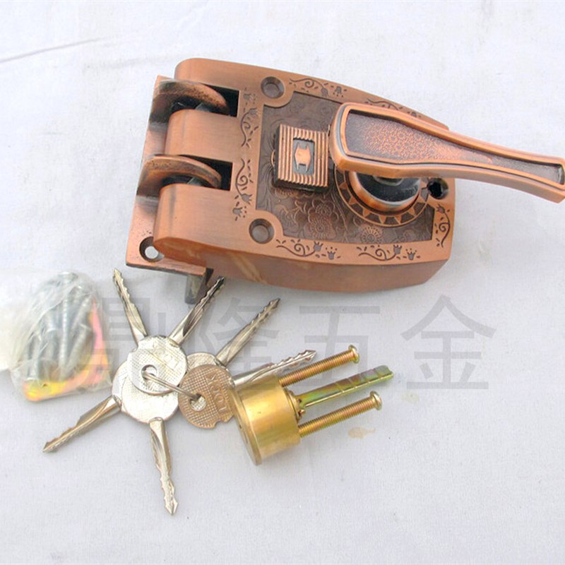 老虎锁防盗门锁通用型老式虎齿门锁外装木门大门锁自动锁移门碰锁